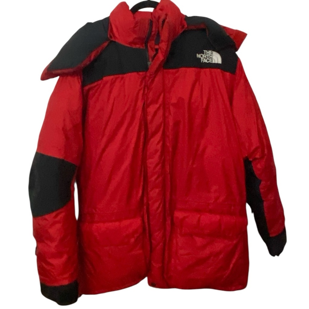 Vintage The North Face Down Red and Black Gore-Tex Parka Mountain Jacket Large